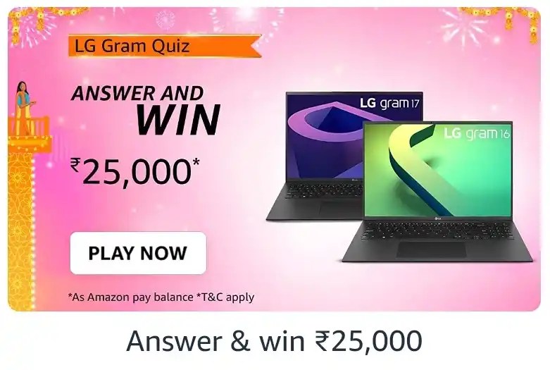 Amazon LG Gram Quiz Answers Win ₹25000