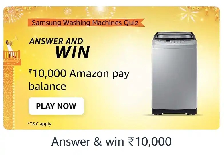 Amazon LG Washing Machine Quiz Answers Win ₹10000