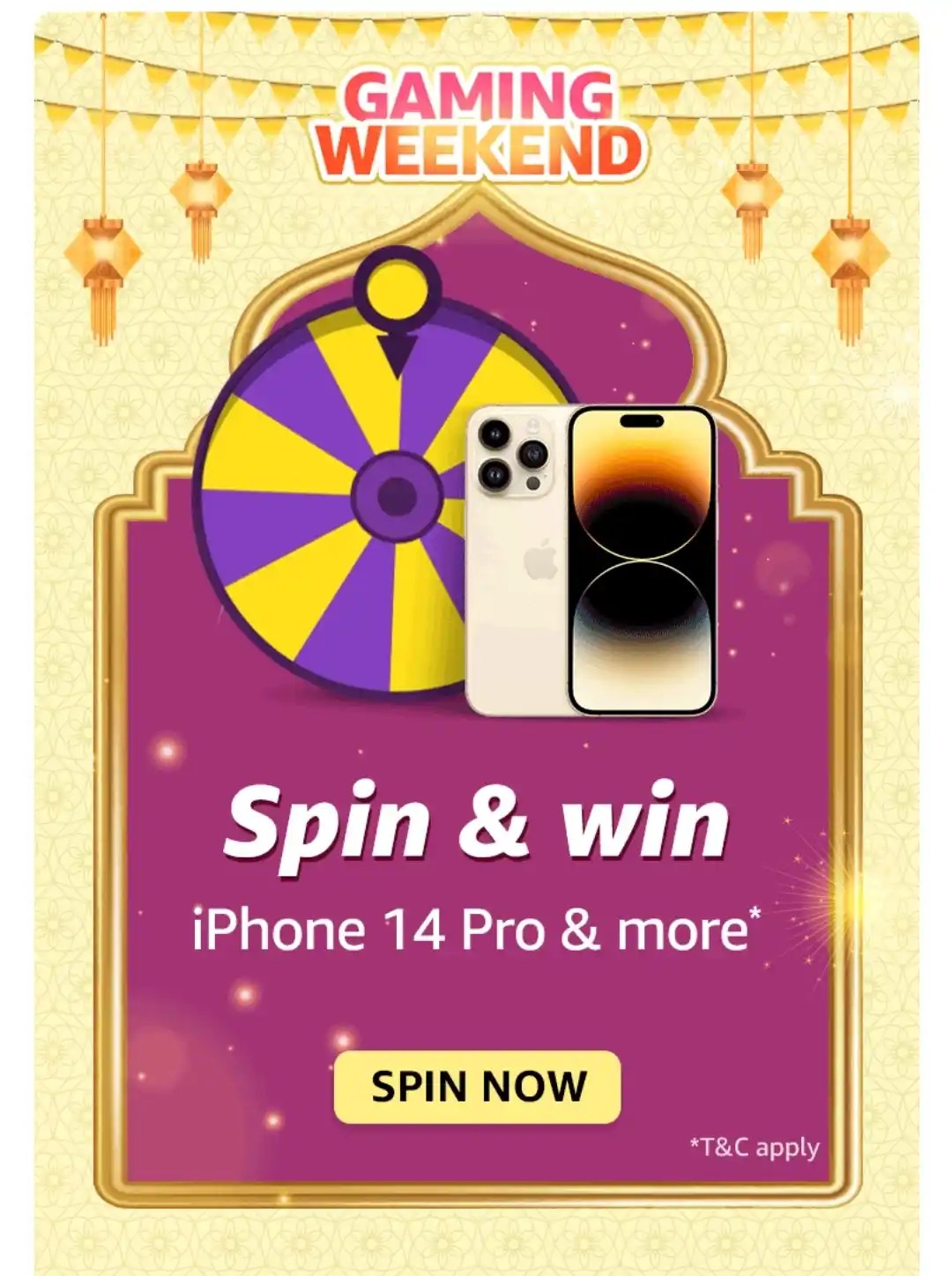 Amazon Gaming Weekend Spin And Win iPhone 14 Pro & More