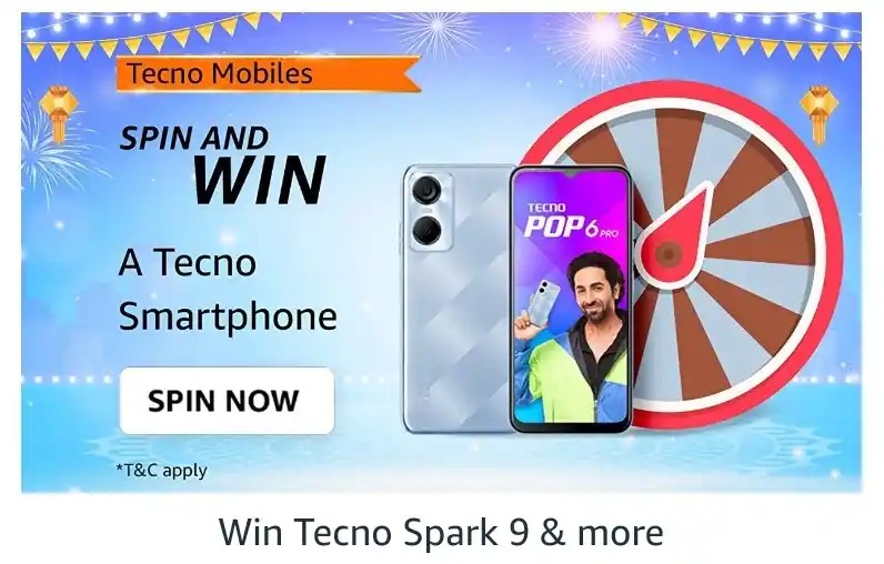 Amazon Tecno Mobile Spin And Win Apple Watch & More