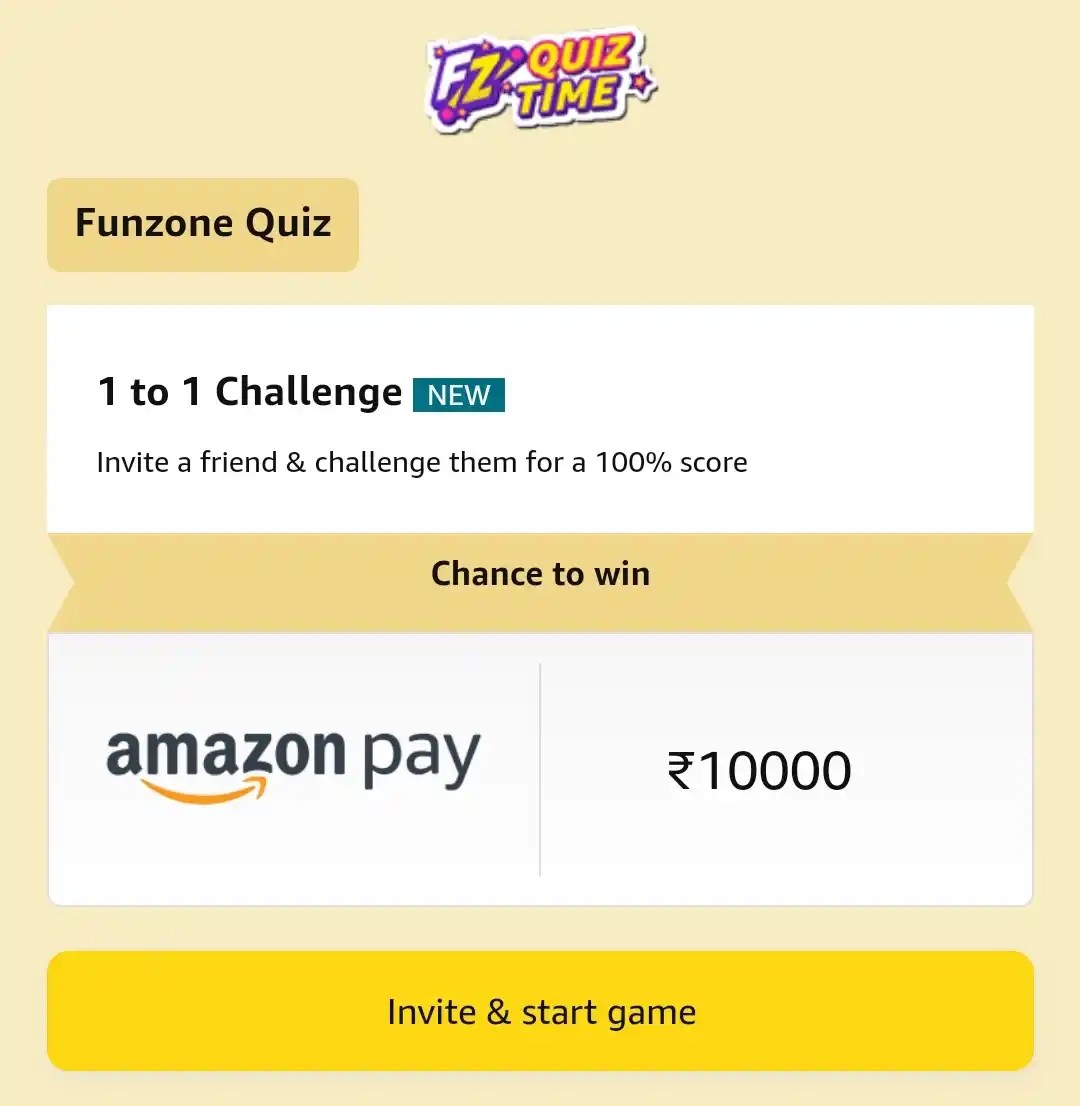Amazon Funzone Quiz Answers Win ₹10000