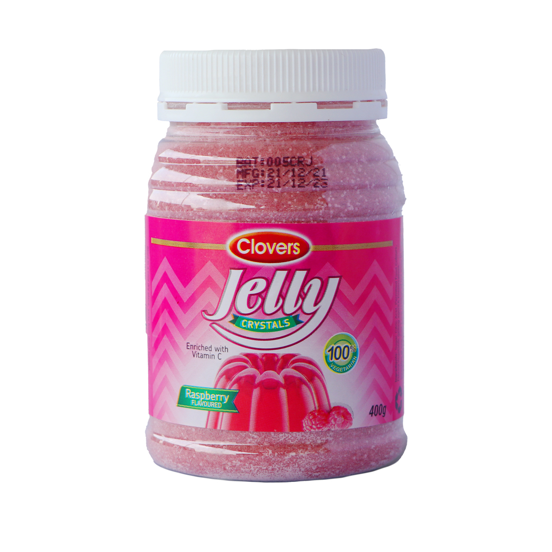 CLOVERS JELLY CRYSTALS RASPBERRY JAR 400G Triclover Industries