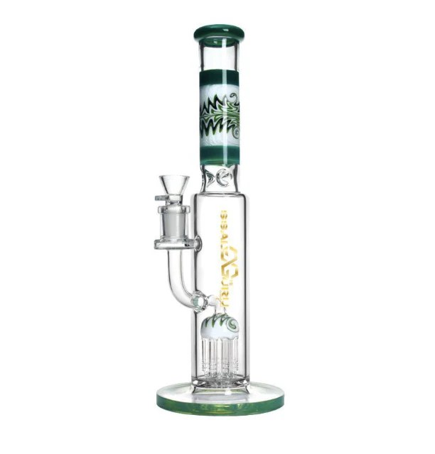 Glass Guru Waterpipe 14" Tree Perc Flat Base Trifecta Smoke Shop