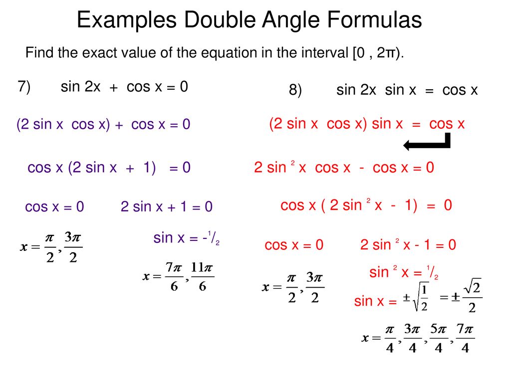 Double Angle Trig Identities with Formulas and Examples Trigonometric