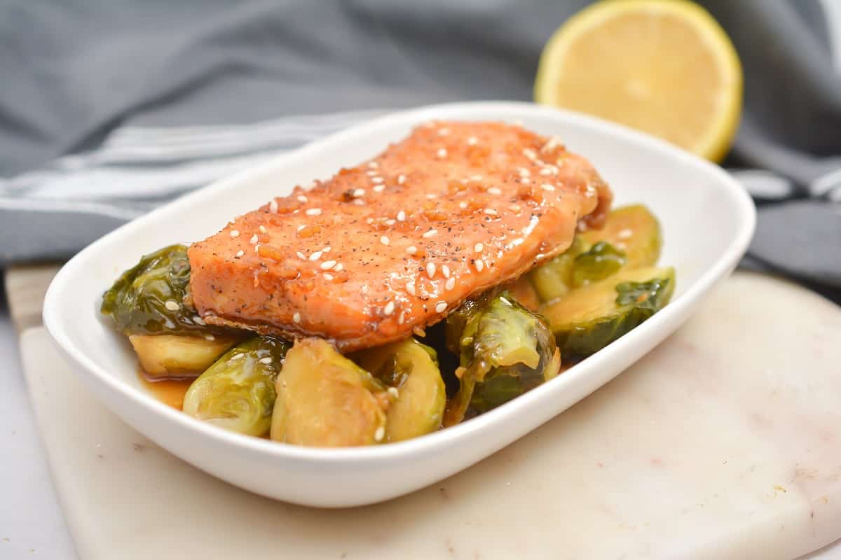 Honey Garlic Salmon with Brussels Sprouts (Keto and Paleo Friendly