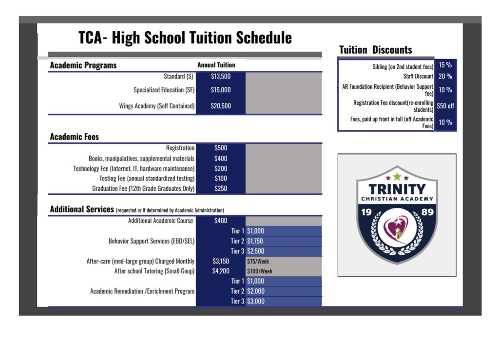 Fees Trinityacademymiami