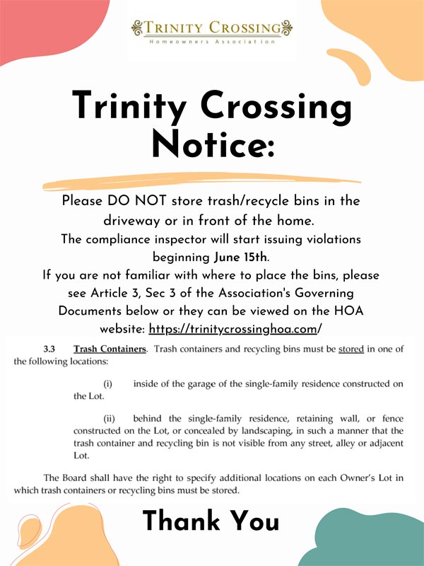 Trinity Crossing HOA, Homeowners Association, Forney, Texas, HOA, News