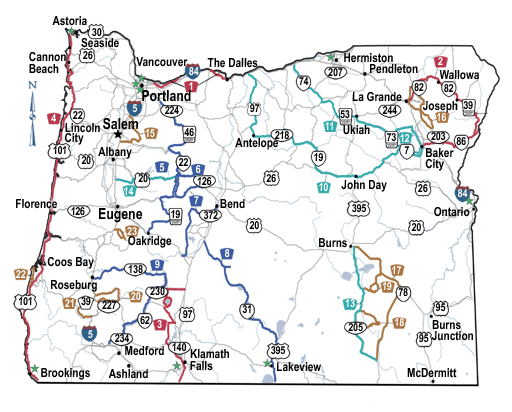 Driving Map Of Oregon Oregon Scenic Byways TripCheck Oregon Traveler Information