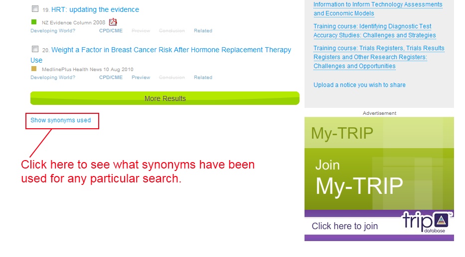 Visibility of features on TRIP Trip Database Blog