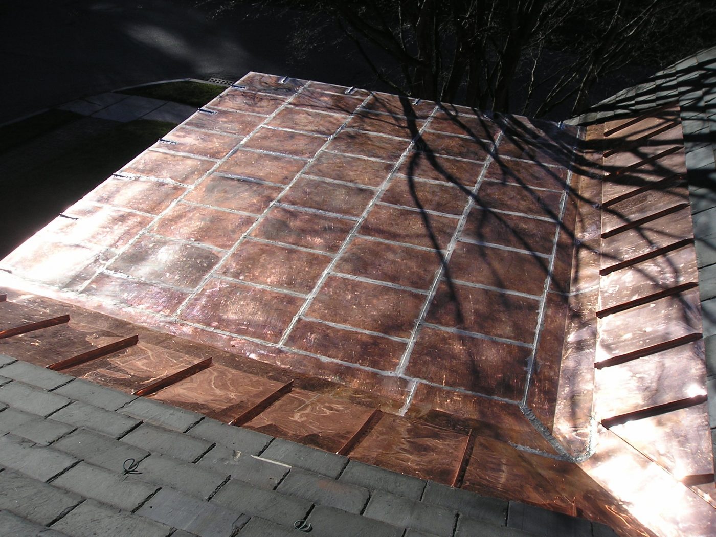 Double Locked Standing Seam and Flat Seam Copper Roof Triple M