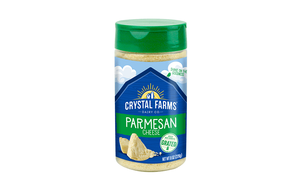 Crystal Farms Grated Parmesan Shaker 8 oz Triple Three Foods