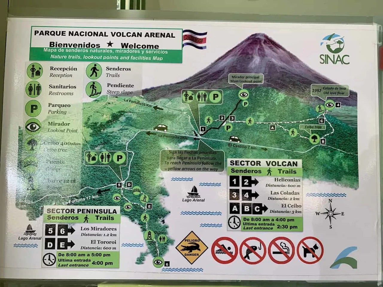 Volcano National Park Map A Complete Guide To Arenal Volcano National Park | Hike, Trail Map, & Tips