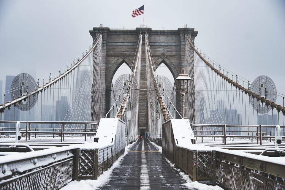 The Brooklyn Bridge in Winter Brooklyn Bridge Snow Photos