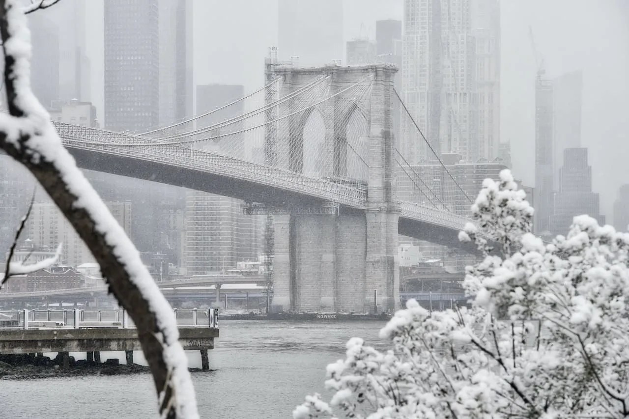 The Brooklyn Bridge in Winter Brooklyn Bridge Snow Photos
