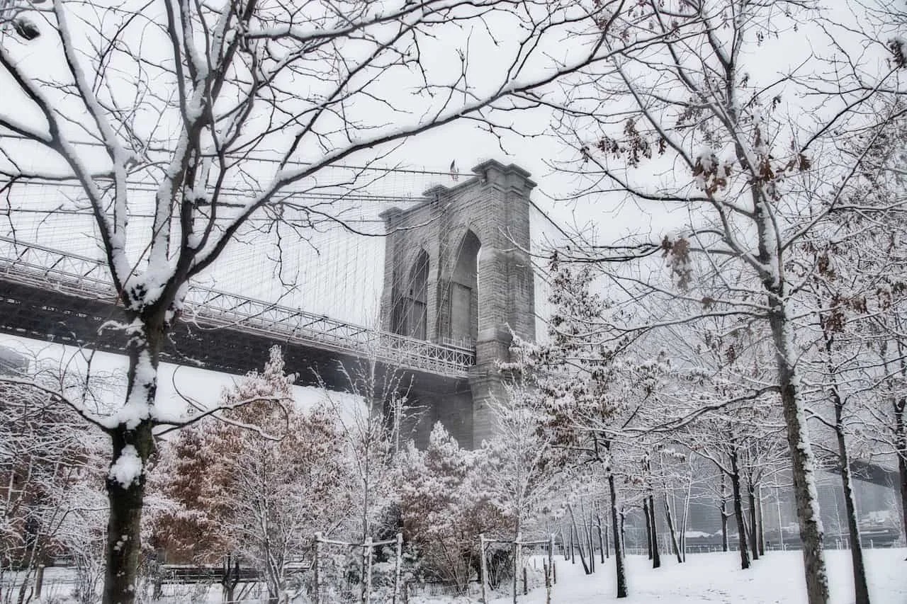 The Brooklyn Bridge in Winter Brooklyn Bridge Snow Photos