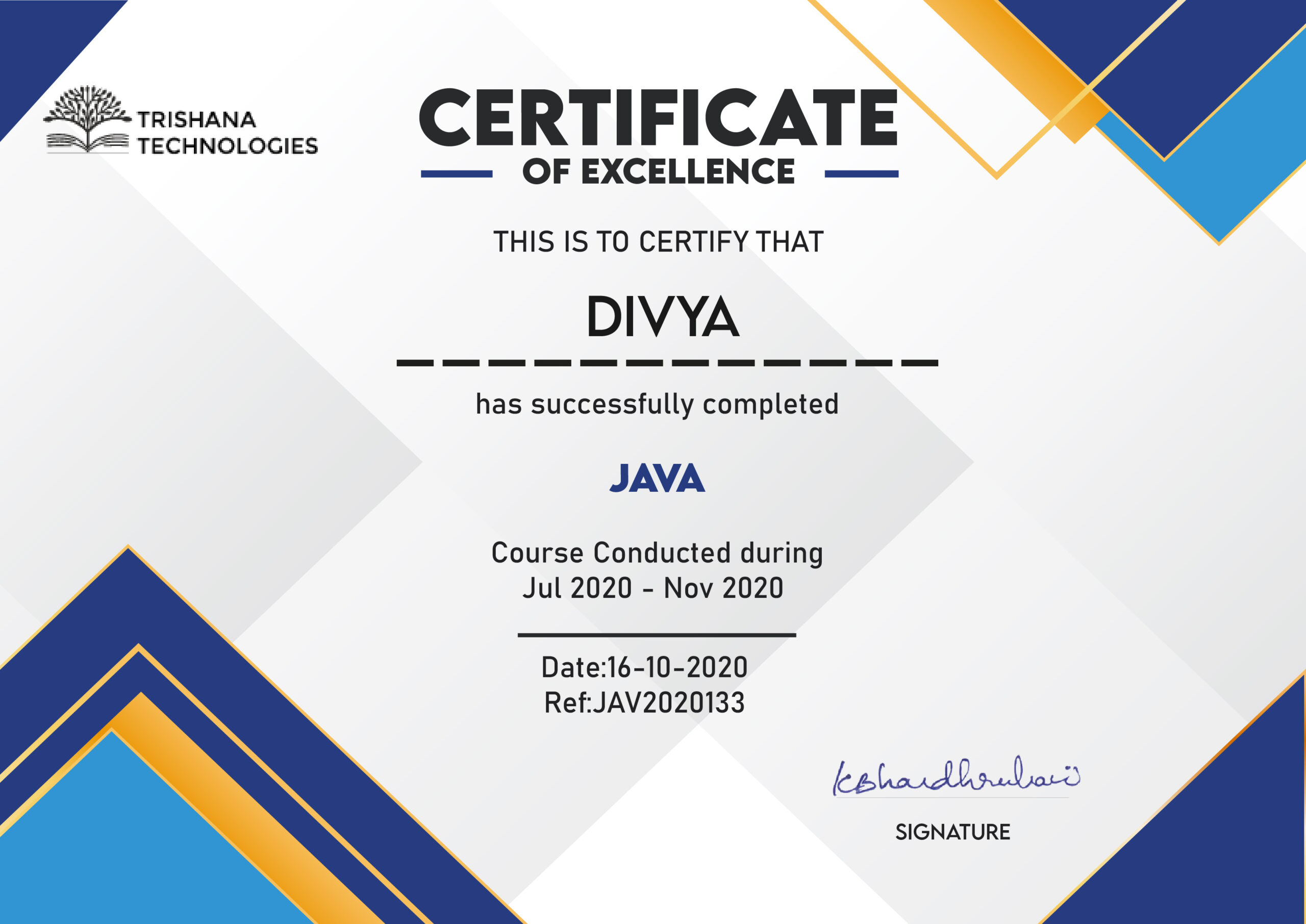Java Training Trishana Technologies