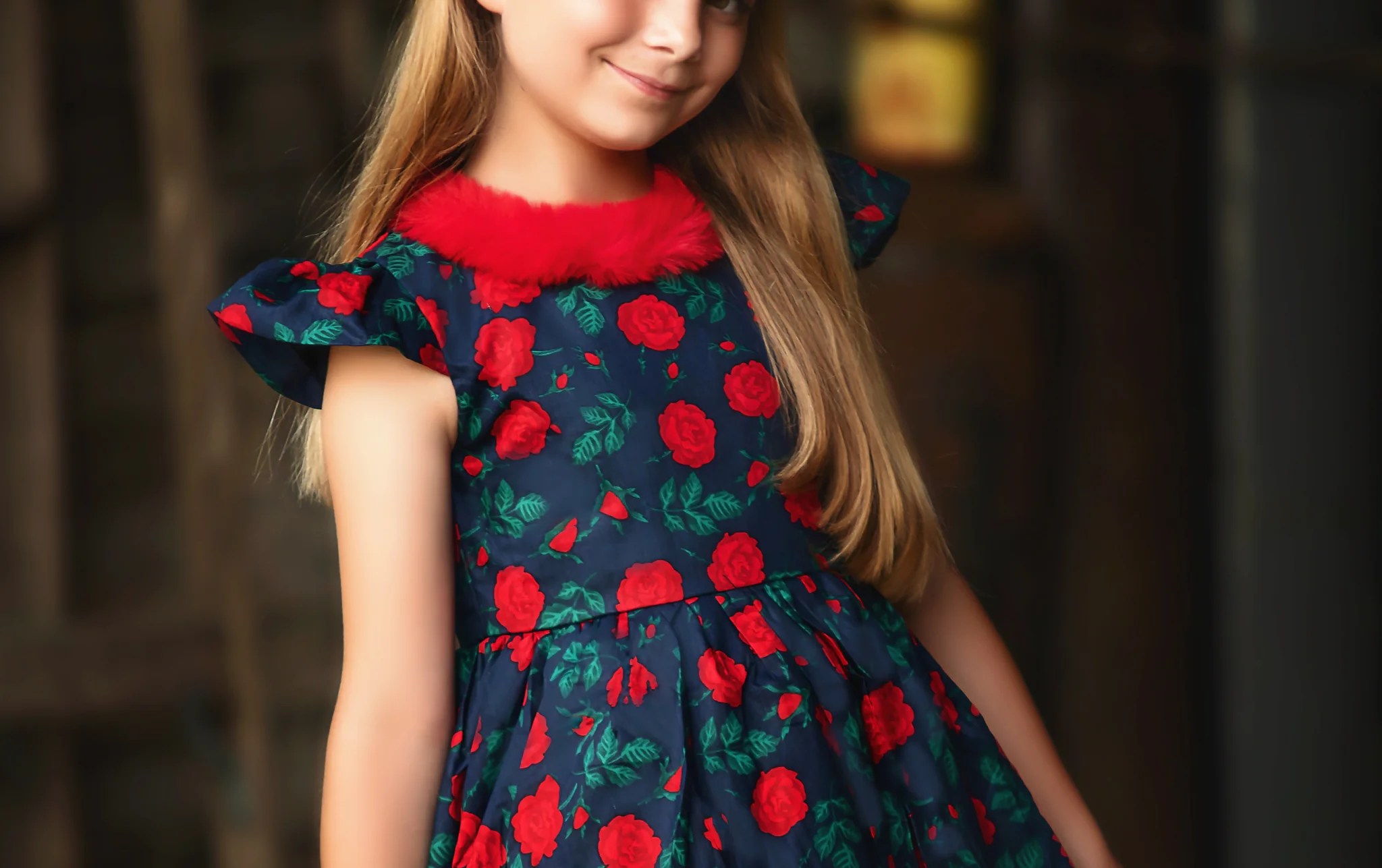 Evangeline Dress Navy Rose Floral TRISH SCULLY