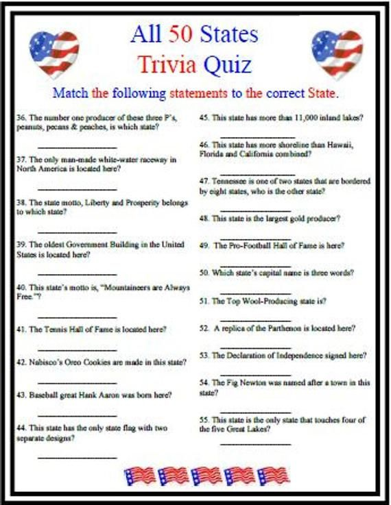Trivia Questions And Answers About The Usa | Trivia Questions and Answer