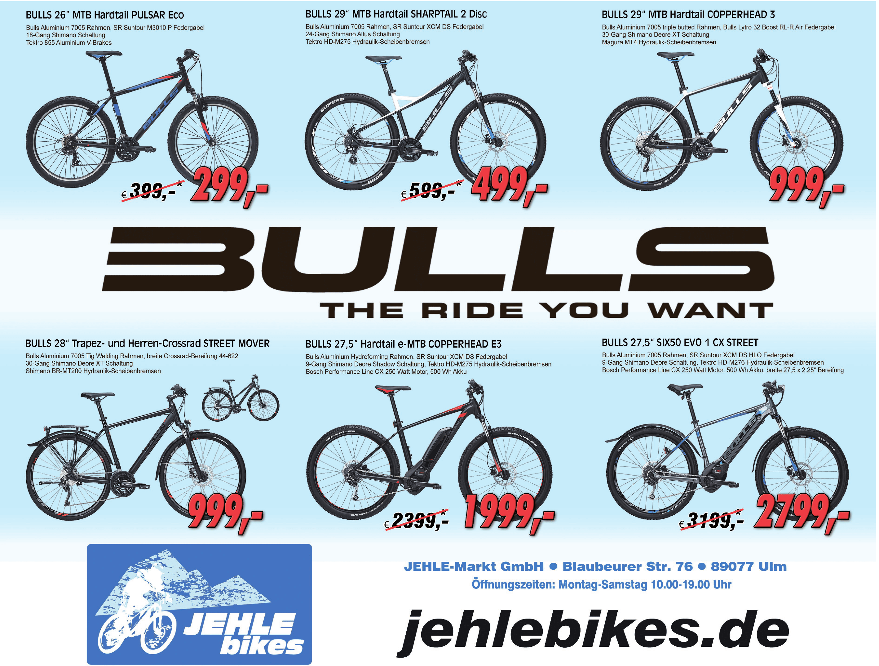 Ulmer Fahrradspezialist JehleMarkt bietet auch BullsBikes an