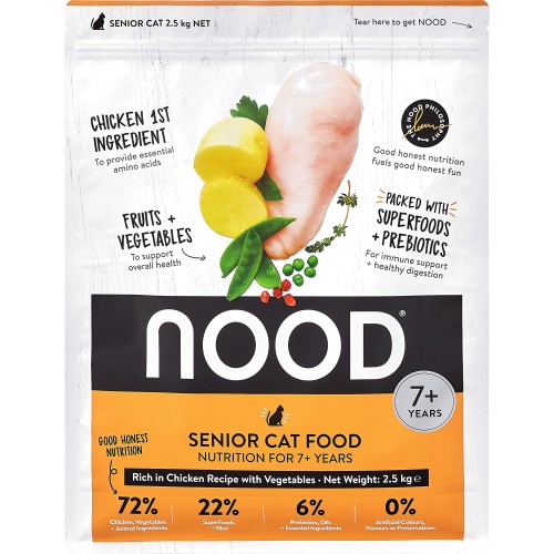 Nood Dry Cat Food Chicken & Vegetables 7+Years (2.5kg) Compare Prices