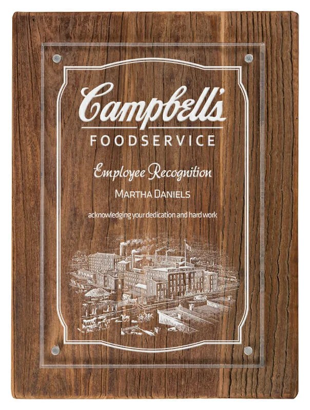Reclaimed Wood Plaque with Floating Acrylic Panel Trophymade