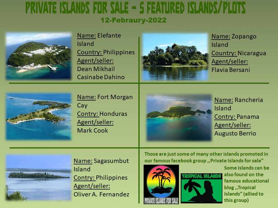Private Islands for Sale 5 featured Islands 12.2.2022 Tropical Islands