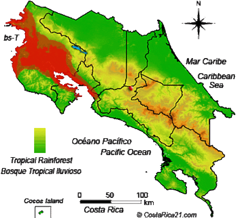 Costa Rica rain forests map Tropics Home