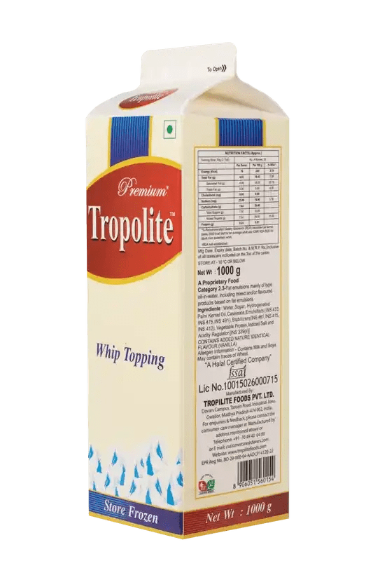 Tropolite Premium NonDairy Whipping Cream Bakery Product