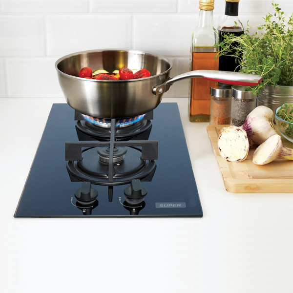 SUPER Domino Gas Hobs Black Glass TROULLIDES