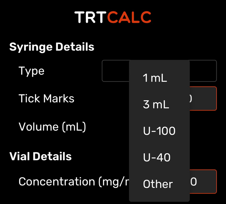 Testosterone Replacement Therapy (TRT) Calculator App TRTCalc