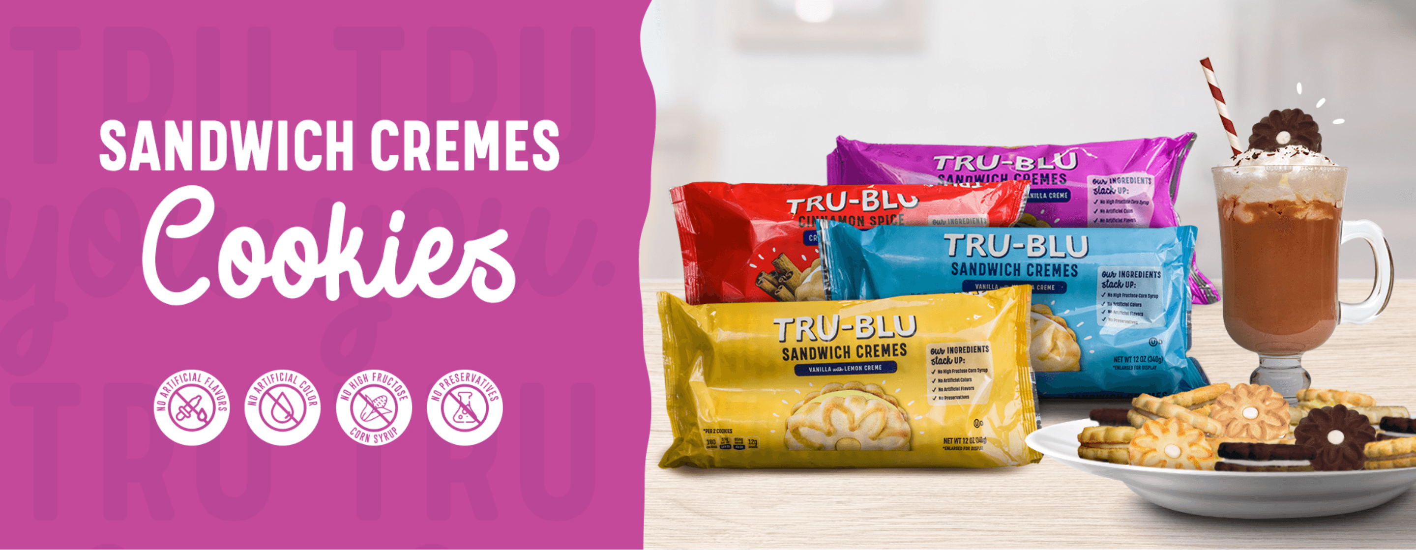 Sandwich Cremes Cookies TruBlu Snacks