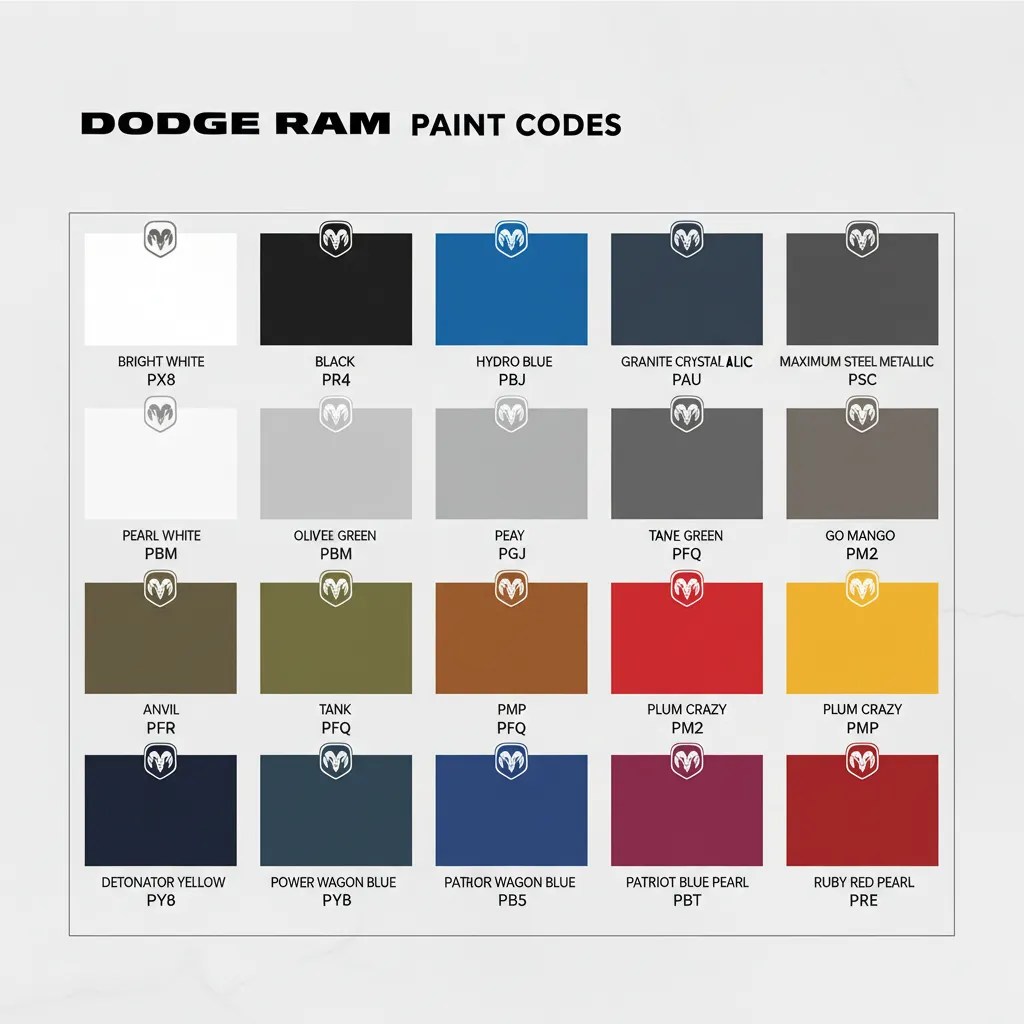 Color Chart Dodge Ram Paint Codes: Technical Identification And