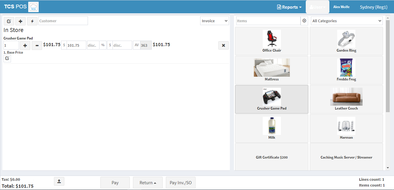TCS POS different colour schemes NetSuite Retail POS Cloud POS