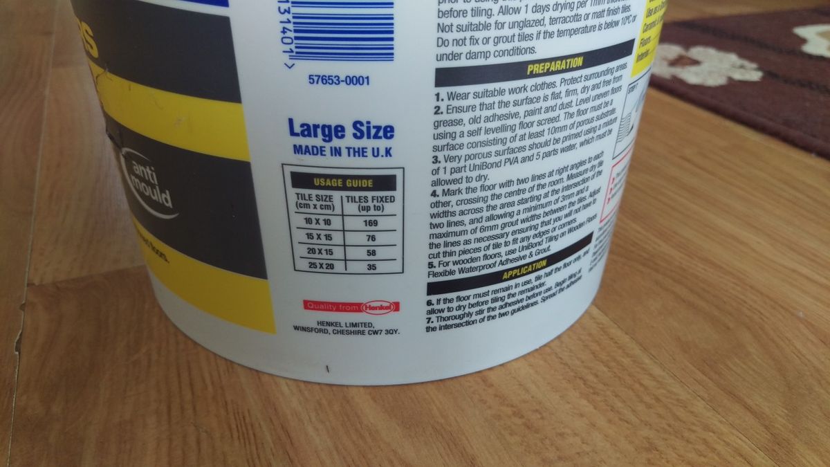 How long does Type 1 tile adhesive take to dry?