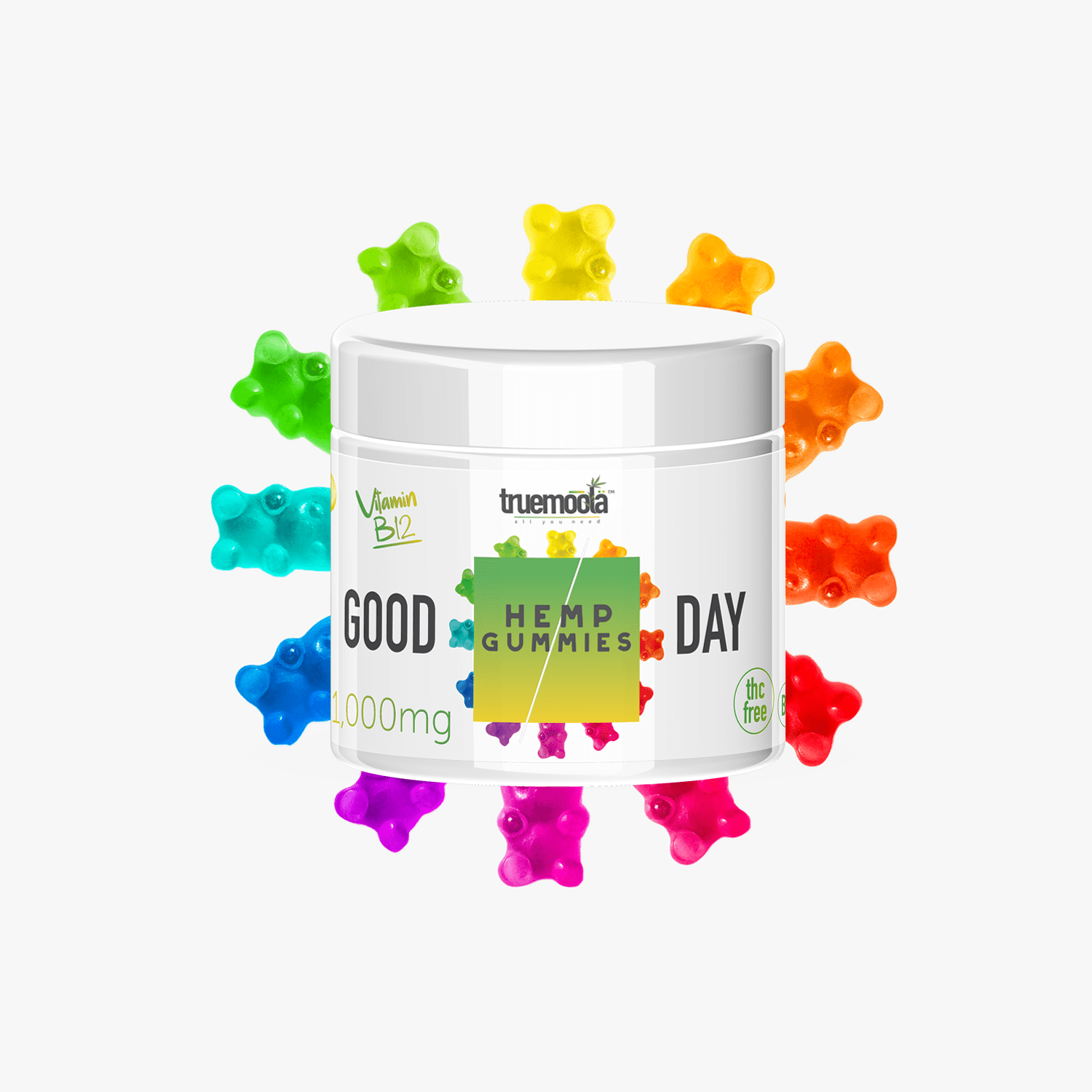 1000MG Hemp Good Day Gummy THC Free Gummies Truemoola