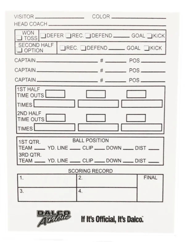Football ThrowAway Game Card True Officials