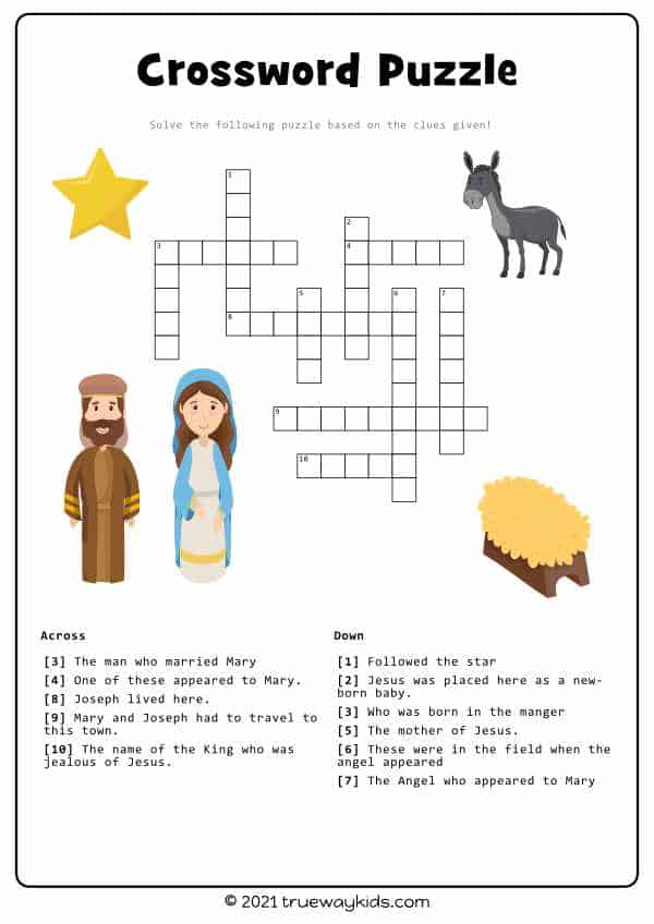 Religious Christmas Crossword Puzzles For Kids