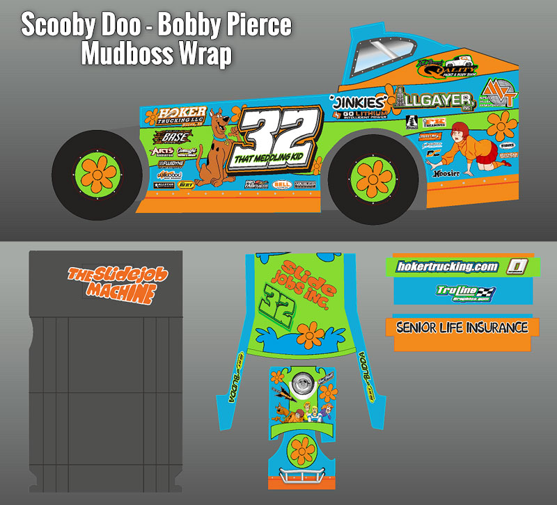 Salvas Mudboss Wrap Scooby Doo Bobby Pierce Truline Graphics RC Racing Decals Grills and