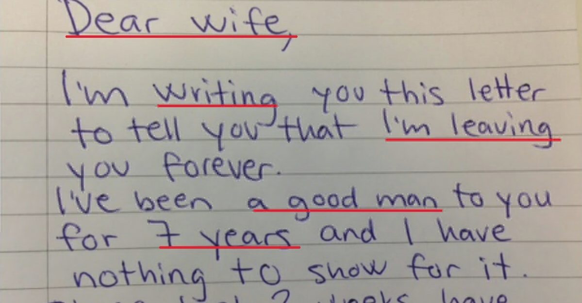 Cheating Husband Asks for Divorce in a Letter Reads His