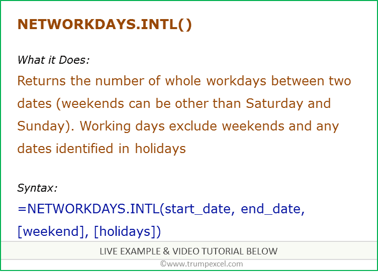 Excel NETWORKDAYS.INTL Function Formula Examples + FREE Video