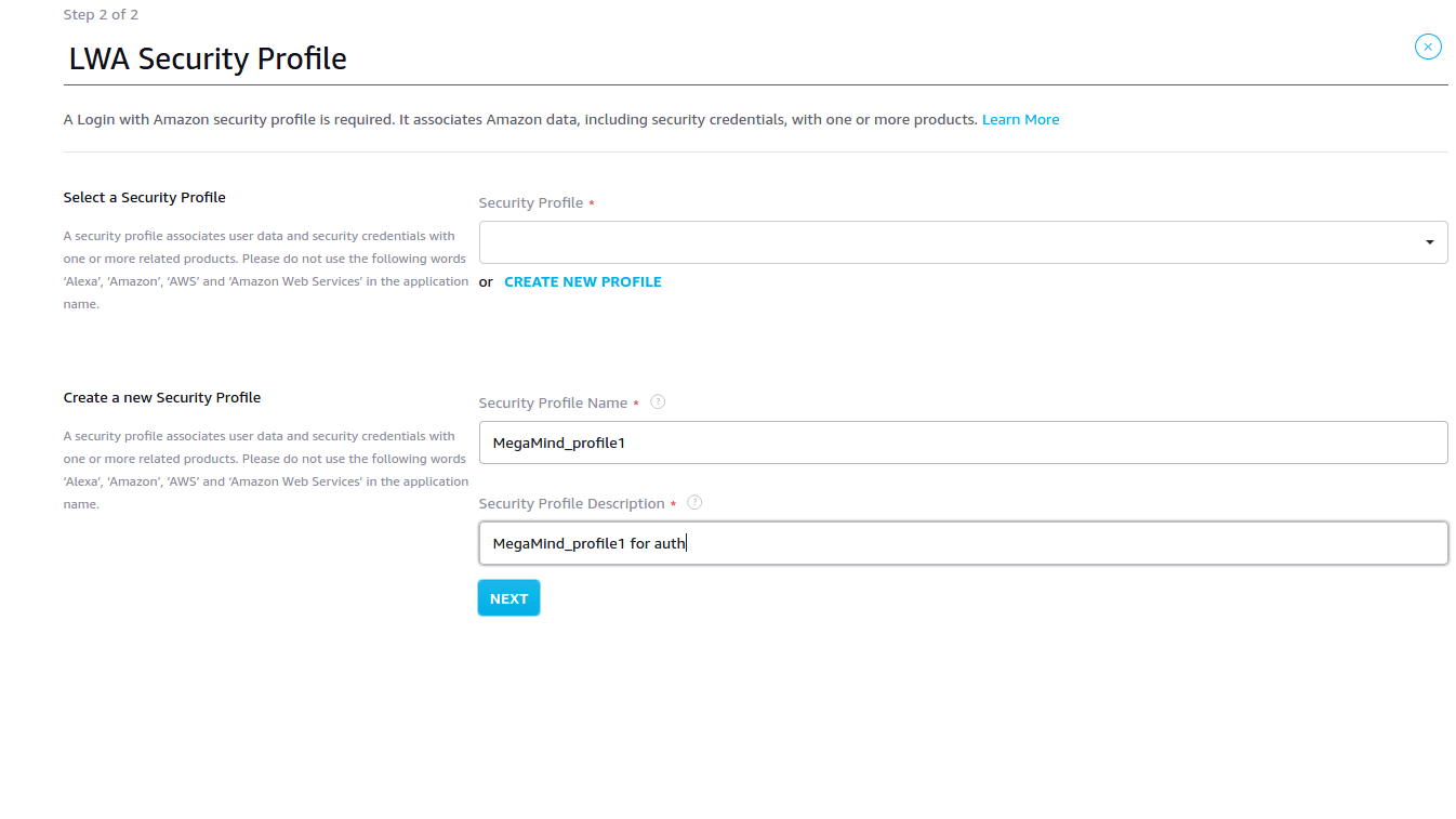 Create Amazon developer account and register a device with it