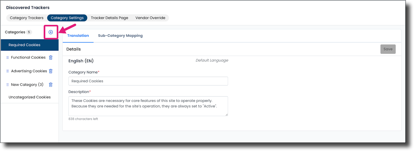 Adding a New Category TrustArc