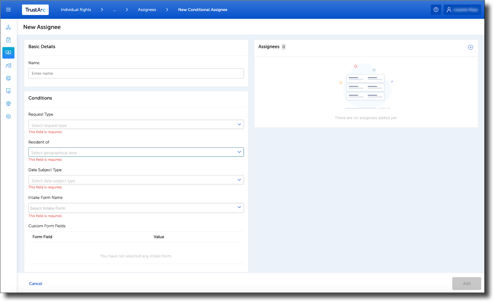 Assignee Configuration TrustArc