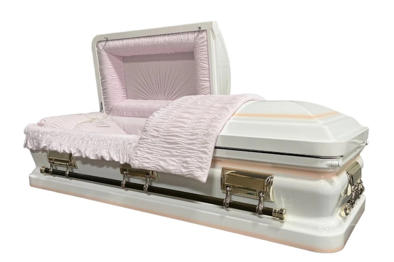 White Casket With Pink Interior Huntington Pink Trusted Caskets