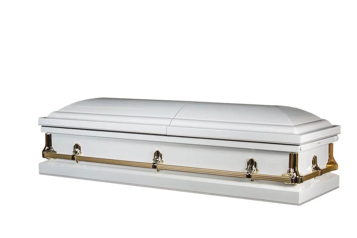 Casket Howard White white and gold casket with white interior