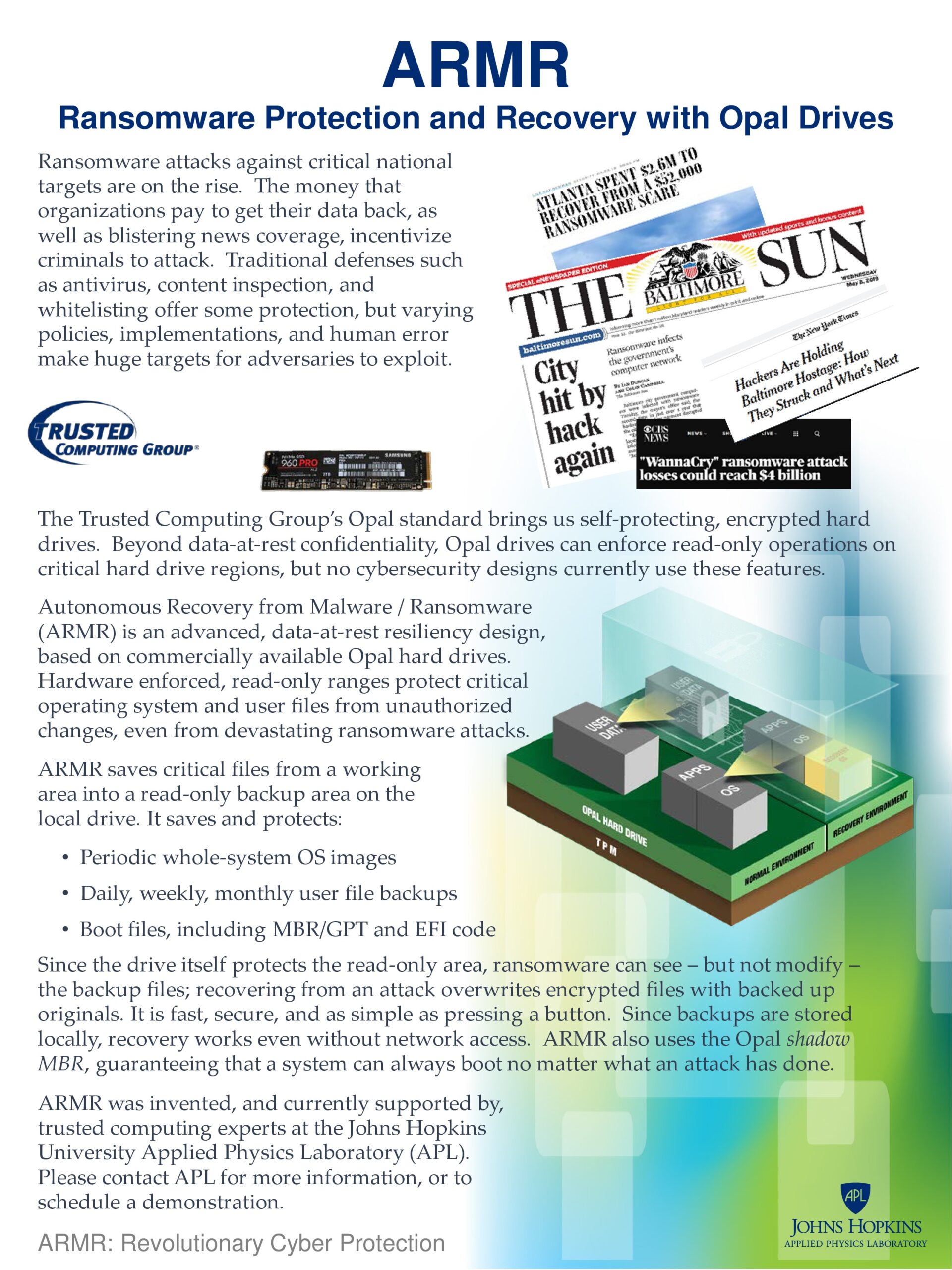 ARMR Ransomware Protection and Recovery with Opal Drives Trusted