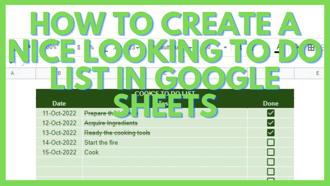 Create a Nice Looking TO DO List in Google Sheets