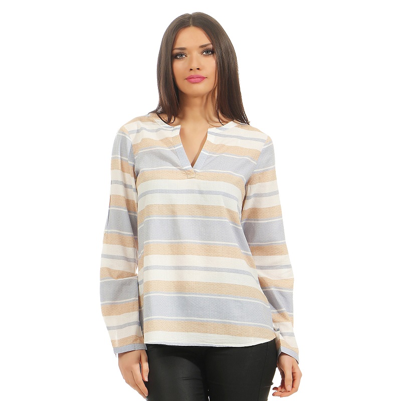 Tom Tailor Bluse Damen Streifen 364262 Neu Blau Braun Weiß Langarm