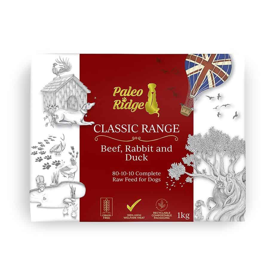 Paleo Ridge Raw Dog Food Classic Beef, Rabbit and Duck 1kg Trusty