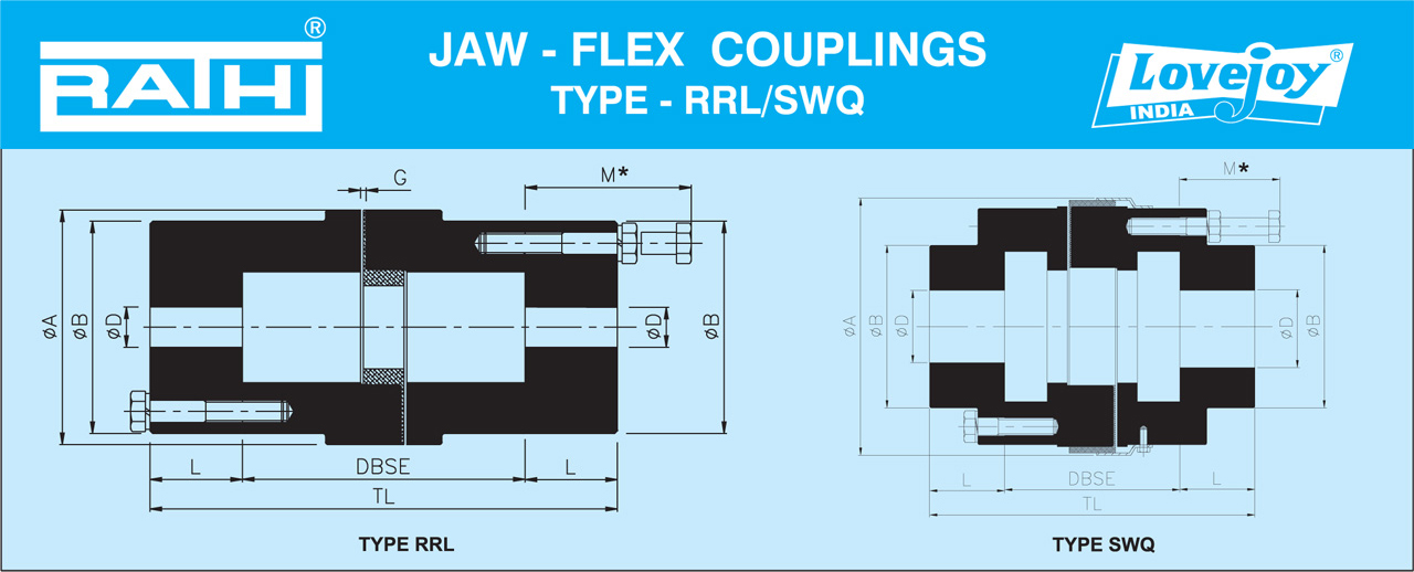 Trọn bộ khớp nối Type RRL/RWQ Rathi Lovejoy Jaw Flex Coupling PHỤ